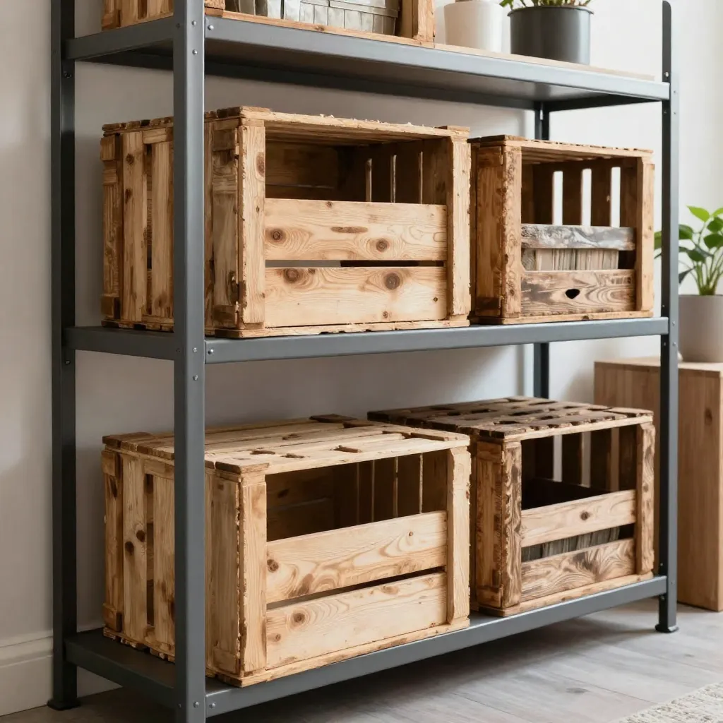 Home office with upcycled desk and storage
